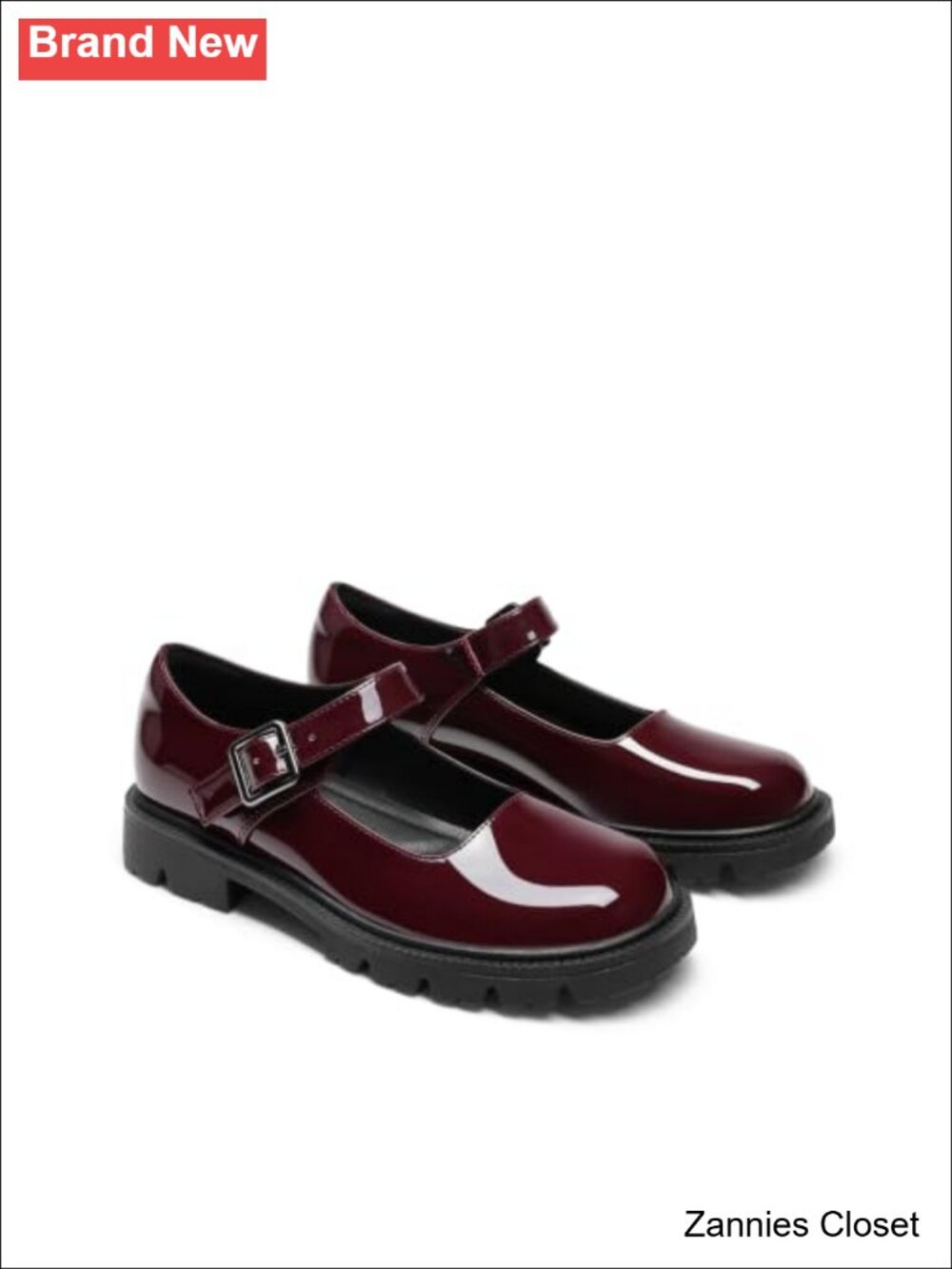 ✨ Women's Chunky Mary Jane Flats Faux Leather Buckle Platform Comfortable